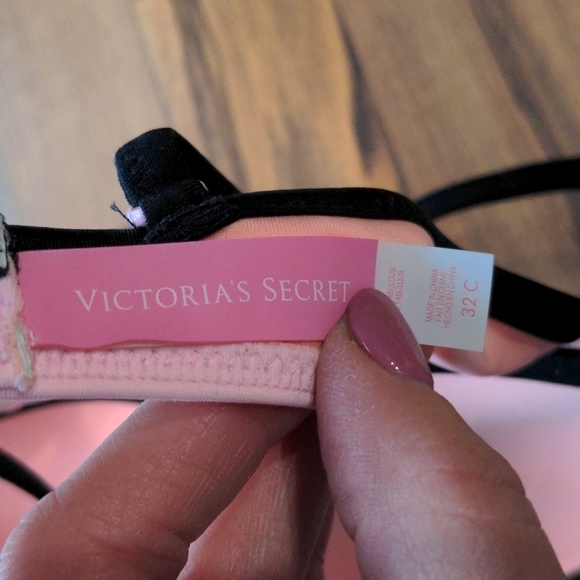 VICTORIA'S SECRET Pink Black Color Block Bikini Swim Top 32C - Picture 7 of 12